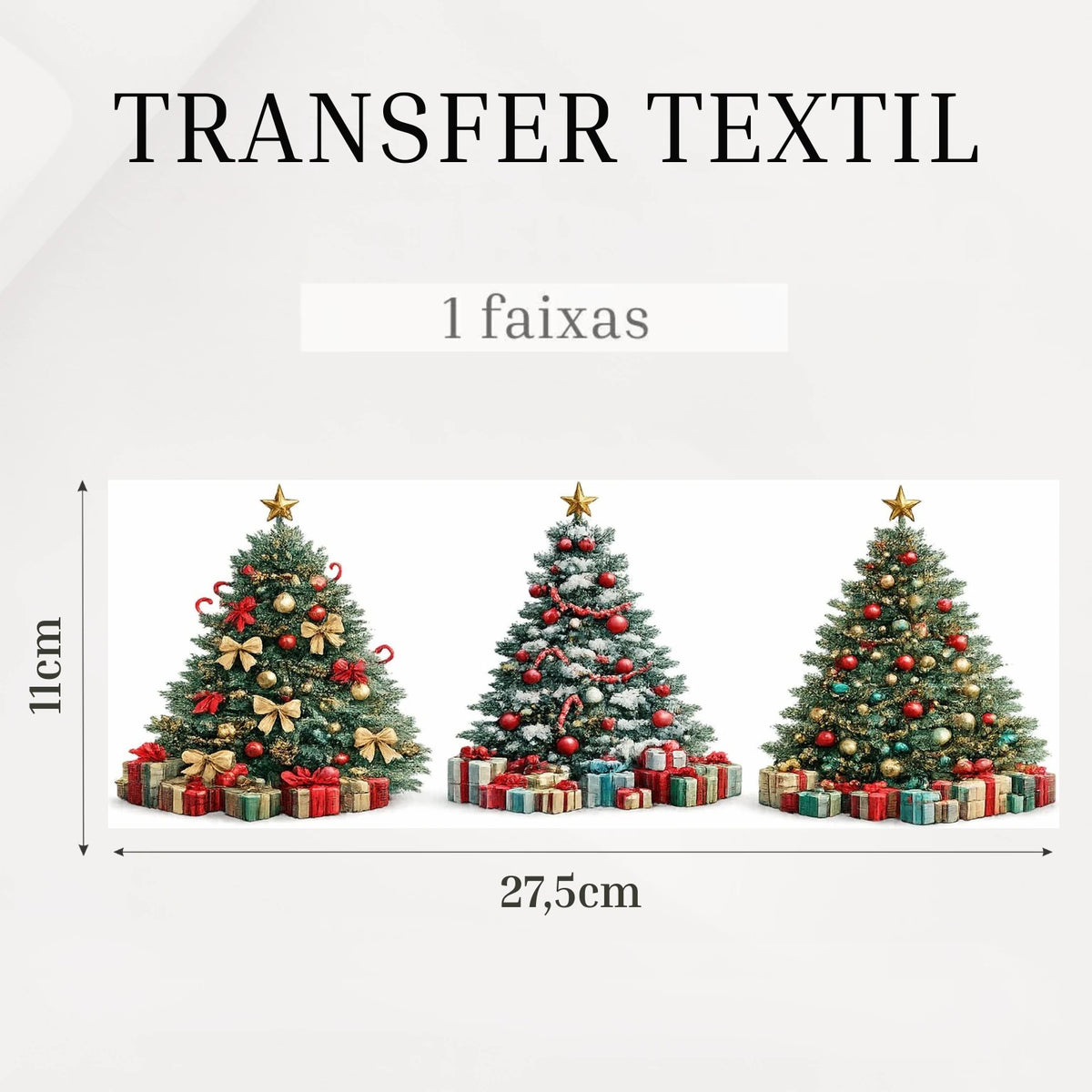 Transfer têxtil DTF Árvores de Natal