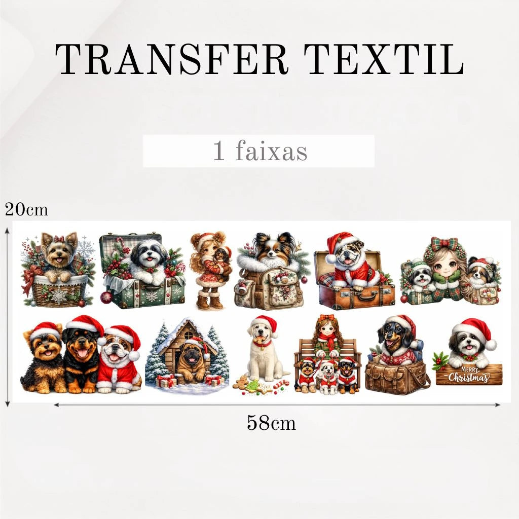 Transfer têxtil DTF Patinhas na Neve