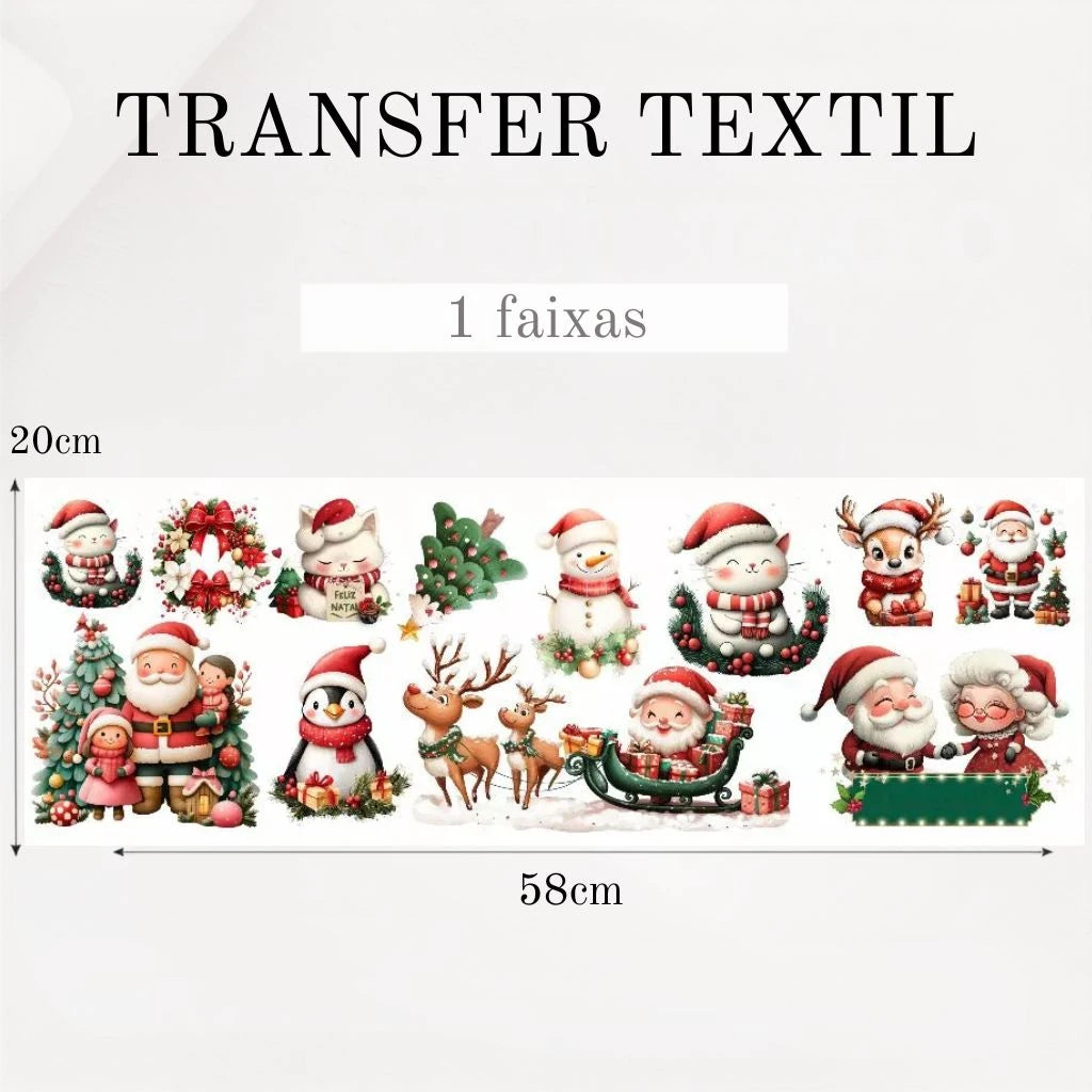 Transfer têxtil DTF Bichinhos de Natal