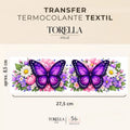 Borboleta Roxa com Flores - Transfer Têxtil DTF - img 1