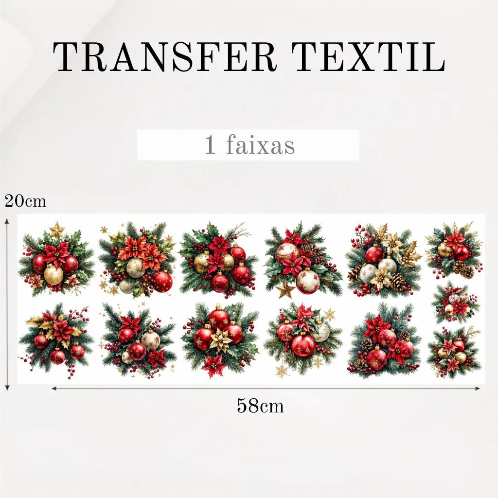 Transfer têxtil DTF Arranjos de Natal