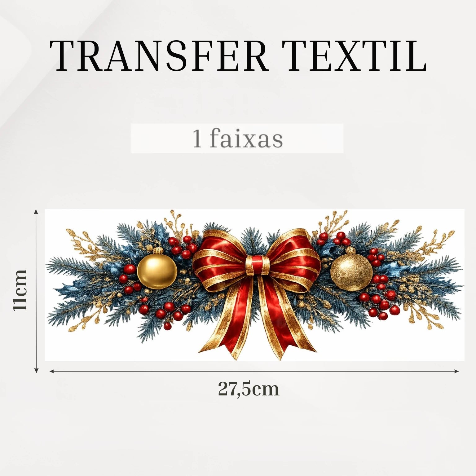 Transfer têxtil DTF Laço Dourado e Vermelho