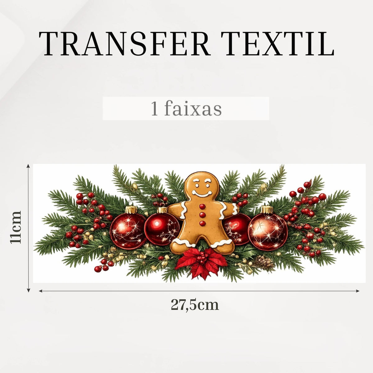 Transfer têxtil DTF Biscoitos de Natal