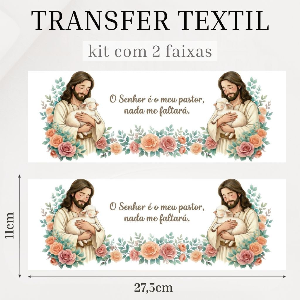 Jesus Bom Pastor & Rosas - Transfer Têxtil DTF - img 3