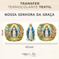 Transfer DTF têxtil Nossa Senhora da Graça - Trio Medalha Floral