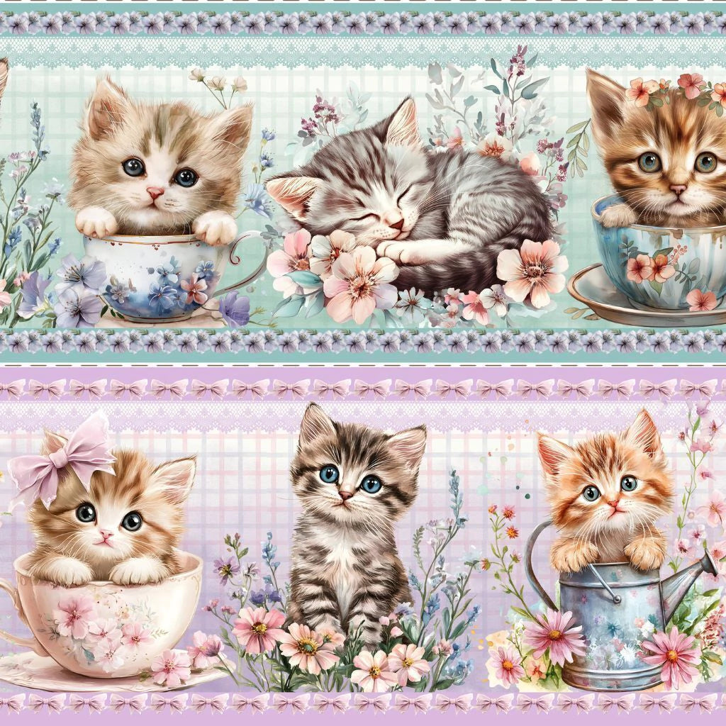 Tricoline estampa Gatinhos 100% algodão