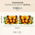 Transfer DTF têxtil Borboleta Laranja com Girassol
