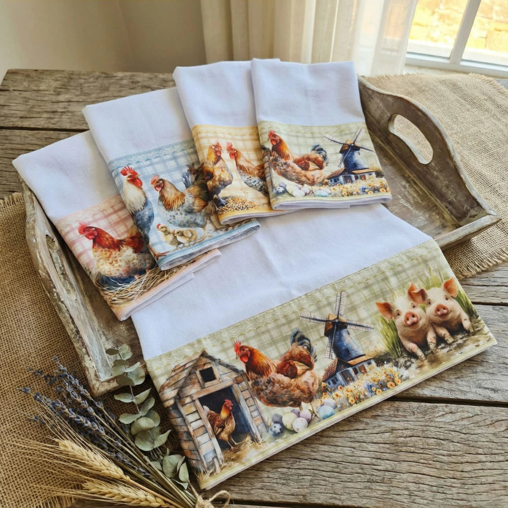 Kit Pano de Prato Fazendinha – 5 Panos