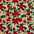 Tricoline flor de Natal fundo xadrez 100% algodão