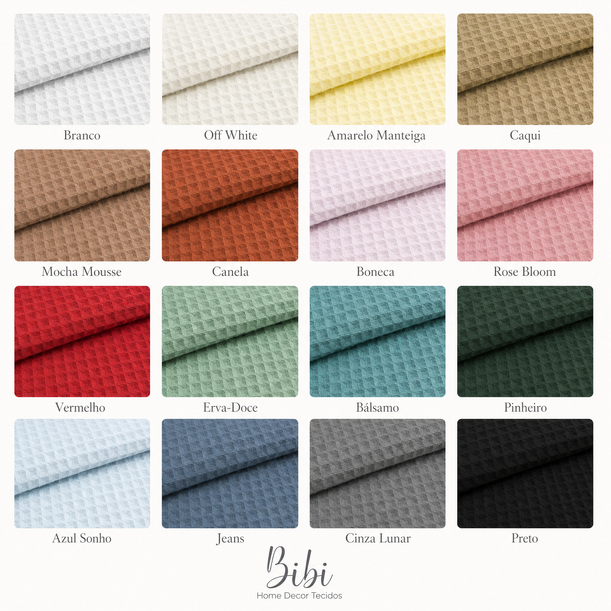 Cartela de cores Tecido Favo Portugal — Bibi Home Decor Tecidos