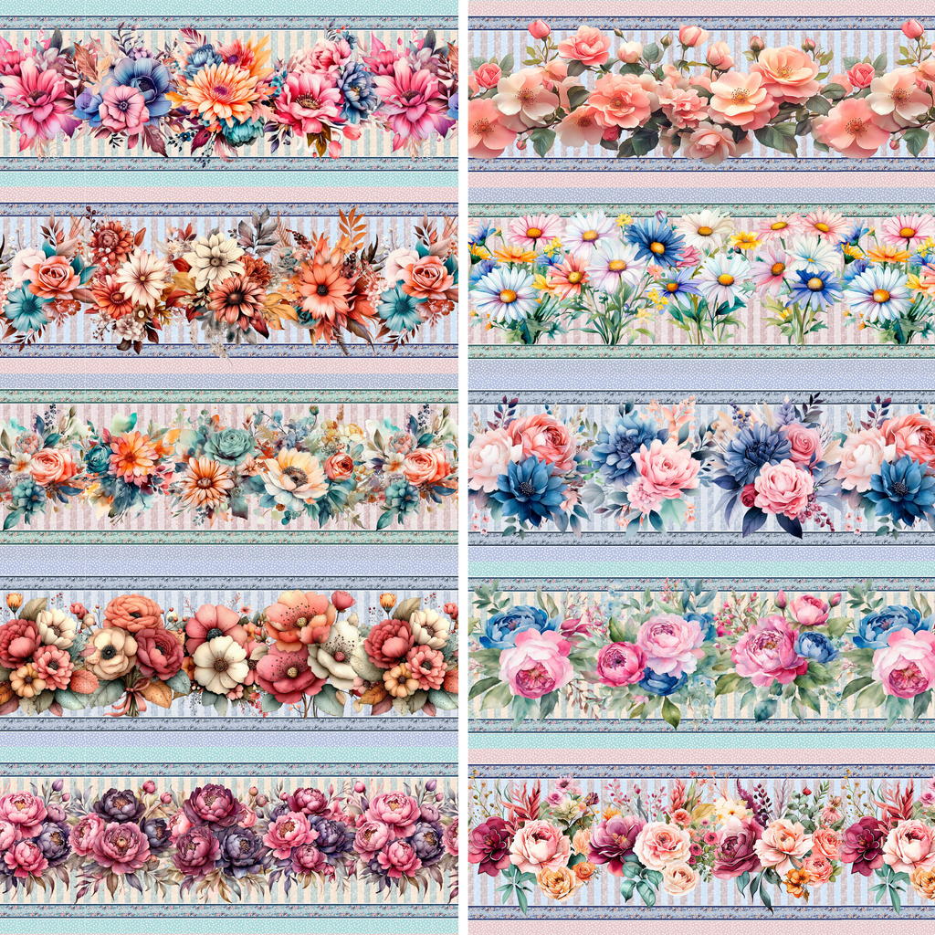 Tricoline estampa Flores em Aquarela 100% algodão