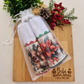 Kit pano de prato Elegância Natalina 2 panos sacaria 100% algodão