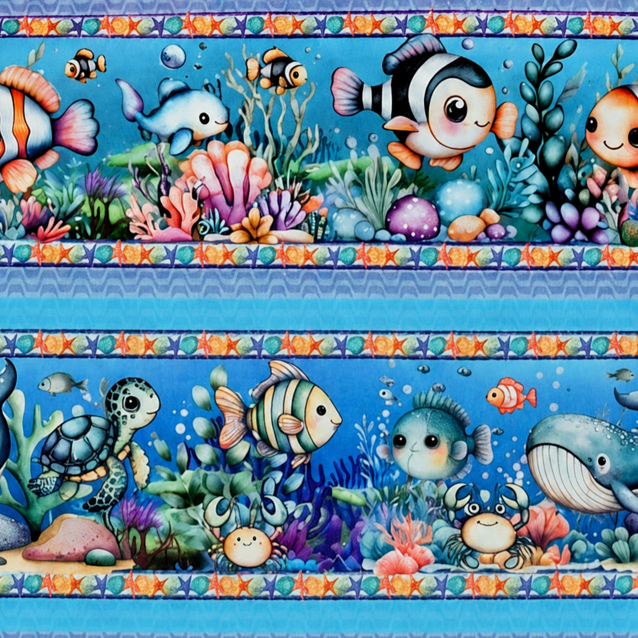 Tricoline estampa Fundo do Mar Encantado 100% algodão — imagem 2