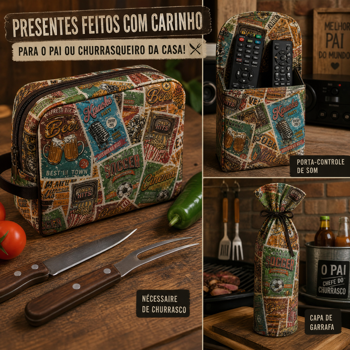 Tricoline cartazes retro boteco 100% algodão — imagem 2
