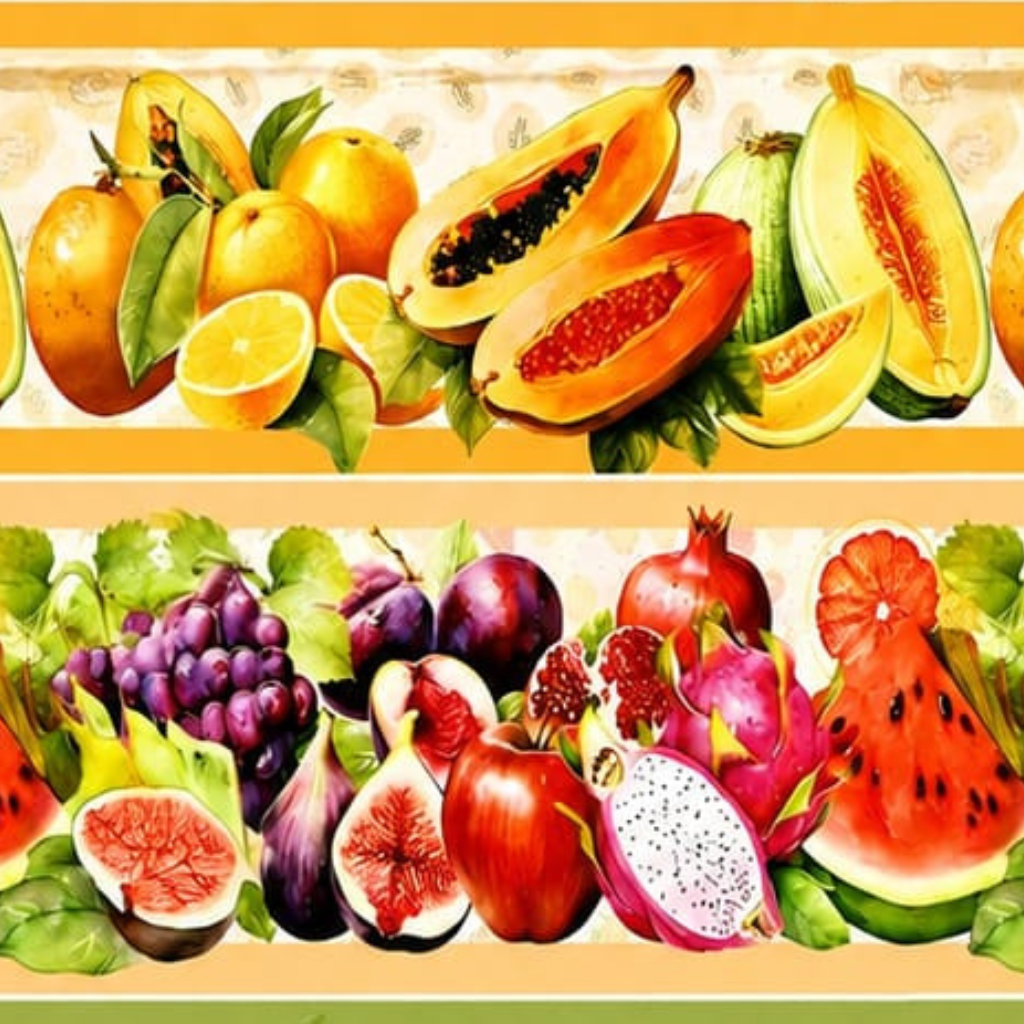 Tricoline barrado frutas tropicais coloridas 100% algodão — imagem 2