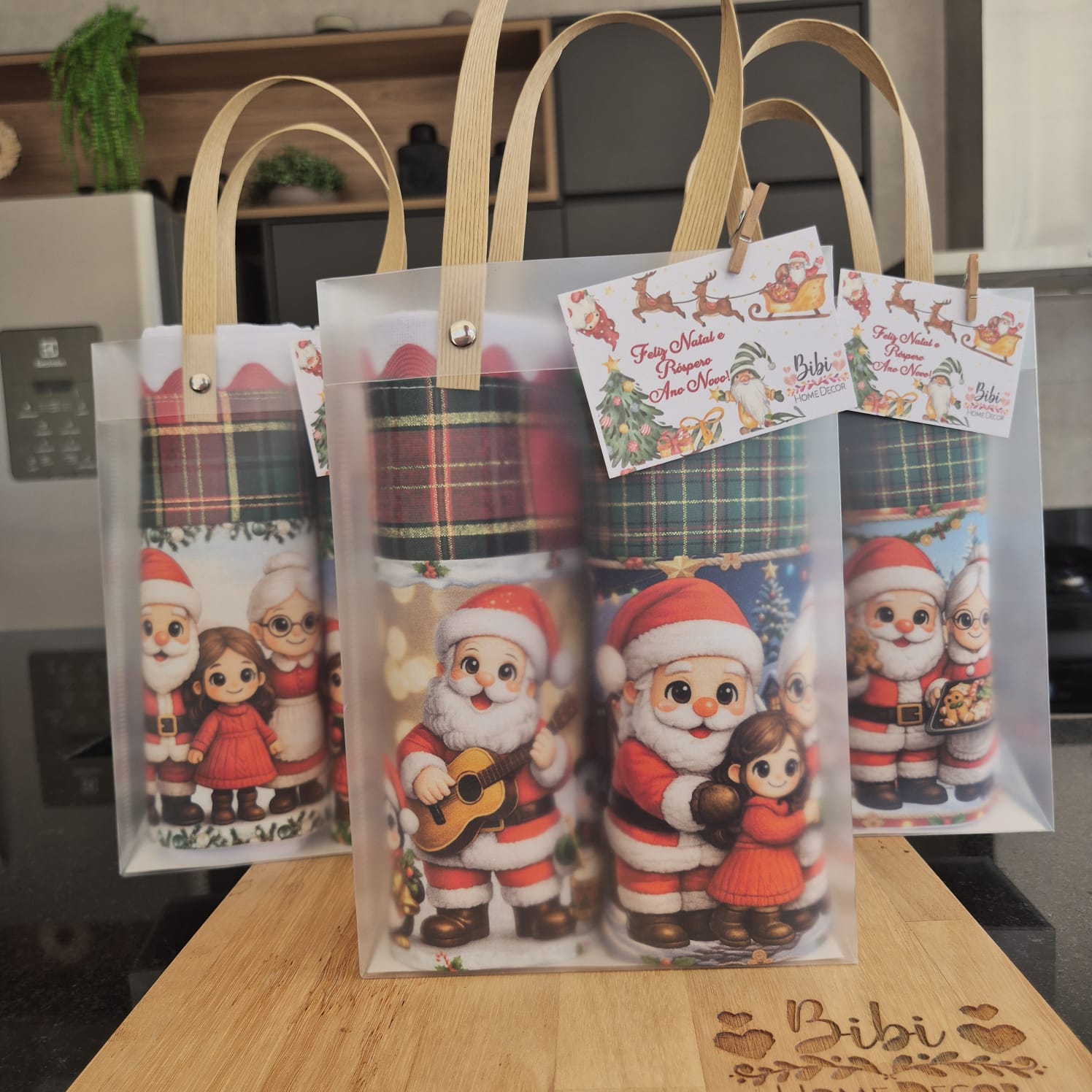 Kit pano de prato presente Noite Feliz 2 panos com sacola Bibi Home Decor — imagem 2