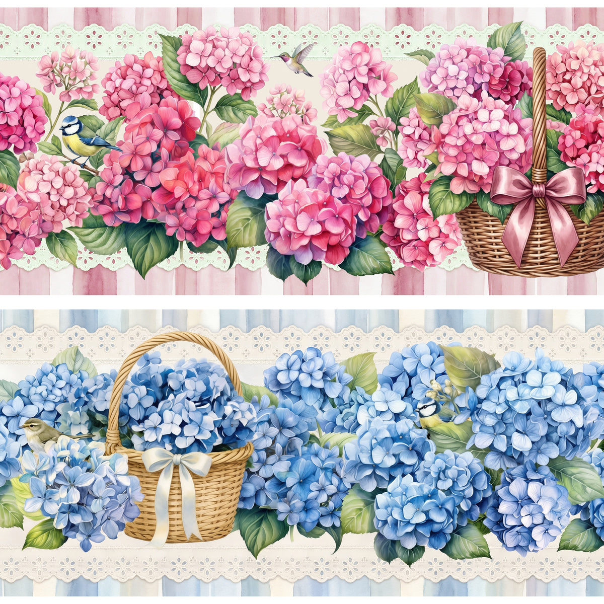 Tricoline barrado hortênsia romântica 100% algodão — imagem 2