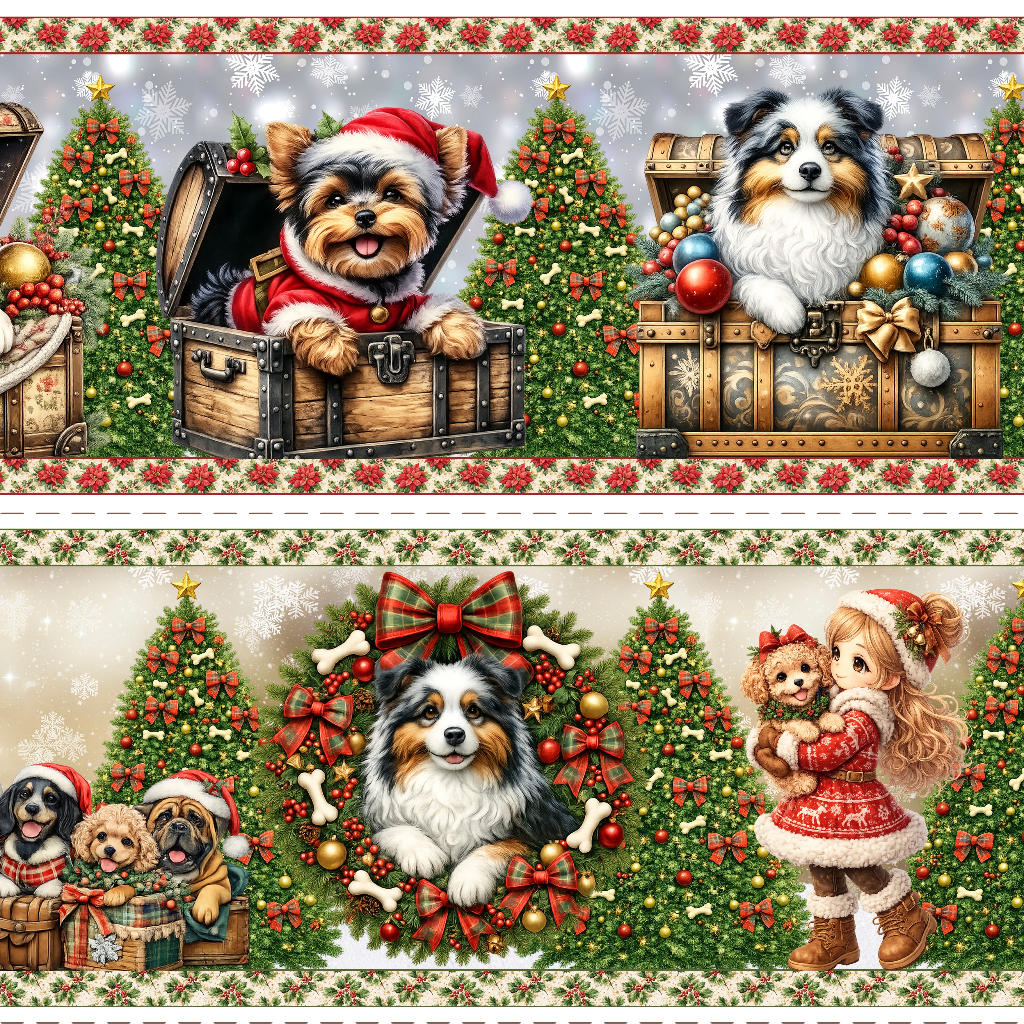 Tricoline estampa Natal Patinhas na Neve 100% algodao — imagem 2