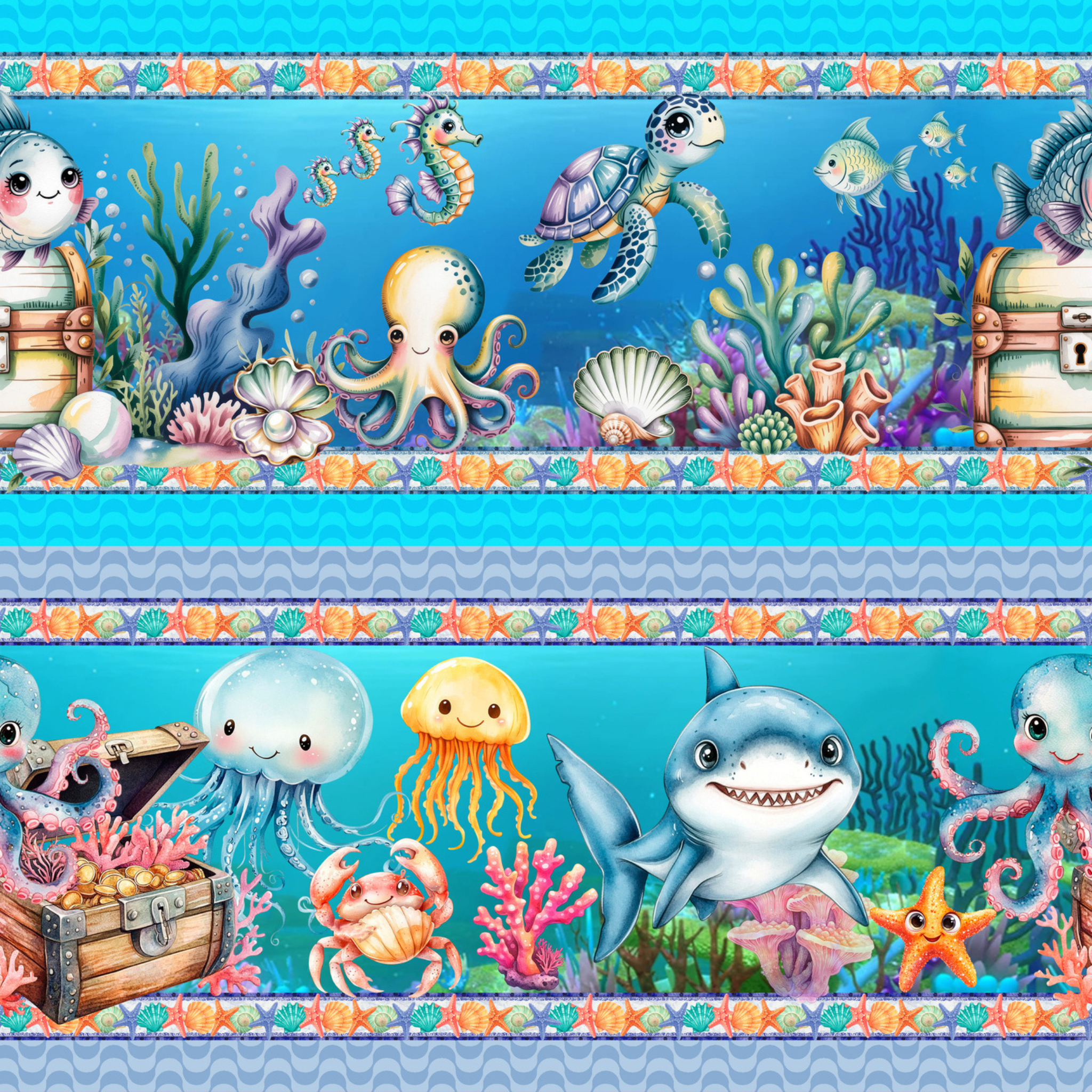 Tricoline estampa Fundo do Mar Encantado 100% algodão — imagem 2
