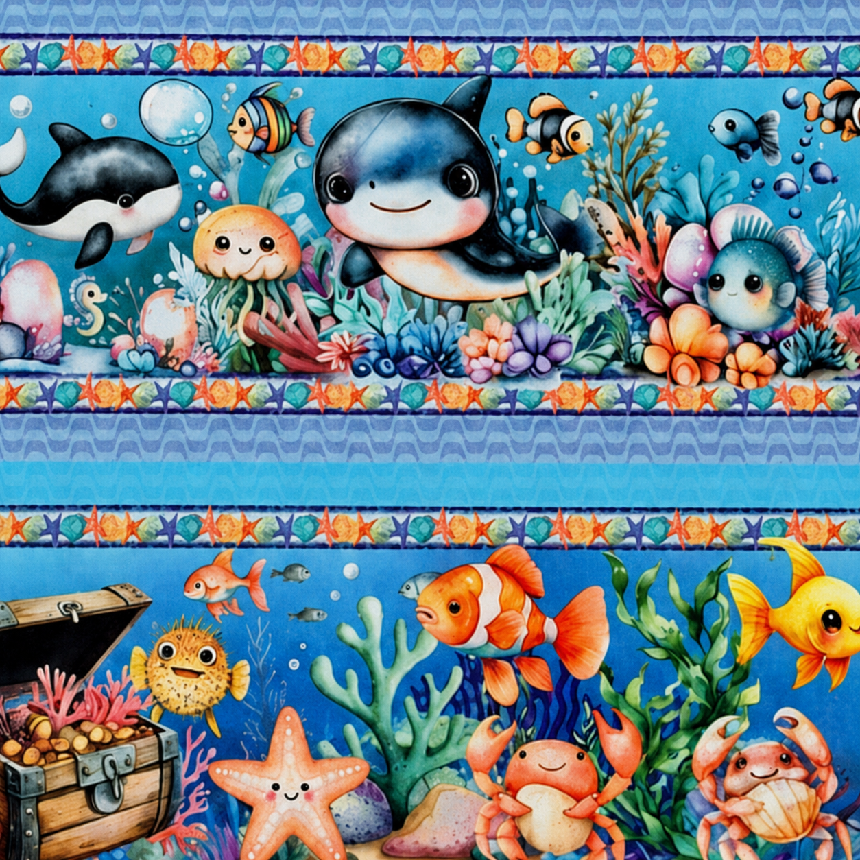 Tricoline estampa Fundo do Mar Encantado 100% algodão — imagem 3
