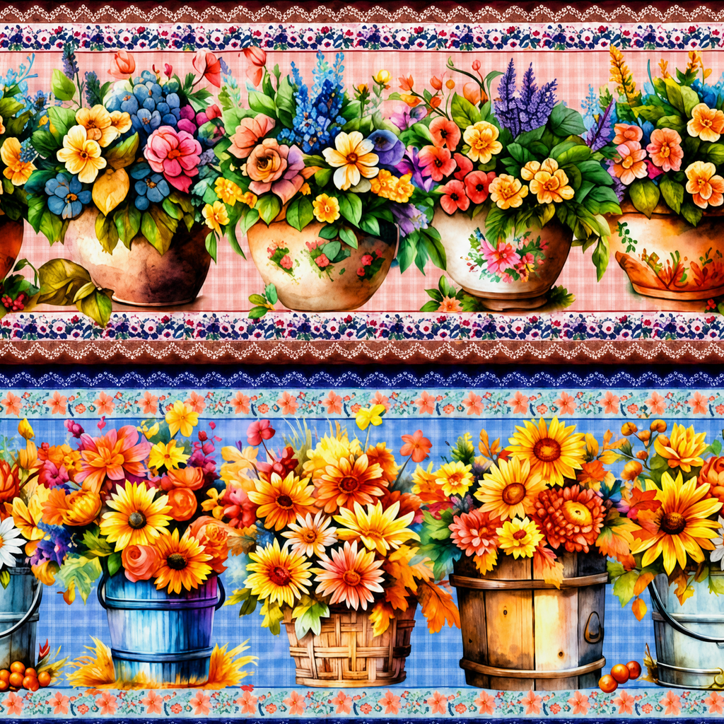 Tricoline estampa Vasos Florais 100% algodão — imagem 3
