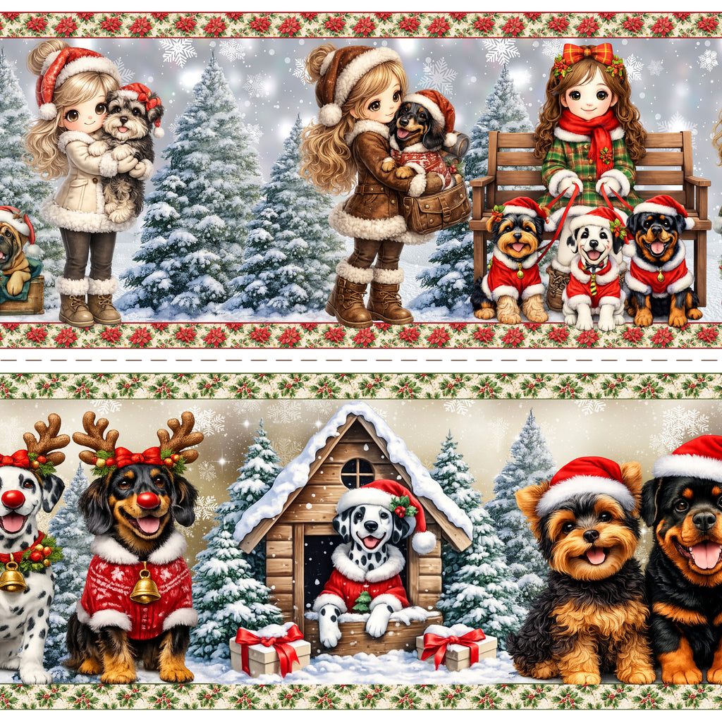 Tricoline estampa Natal Patinhas na Neve 100% algodao — imagem 3
