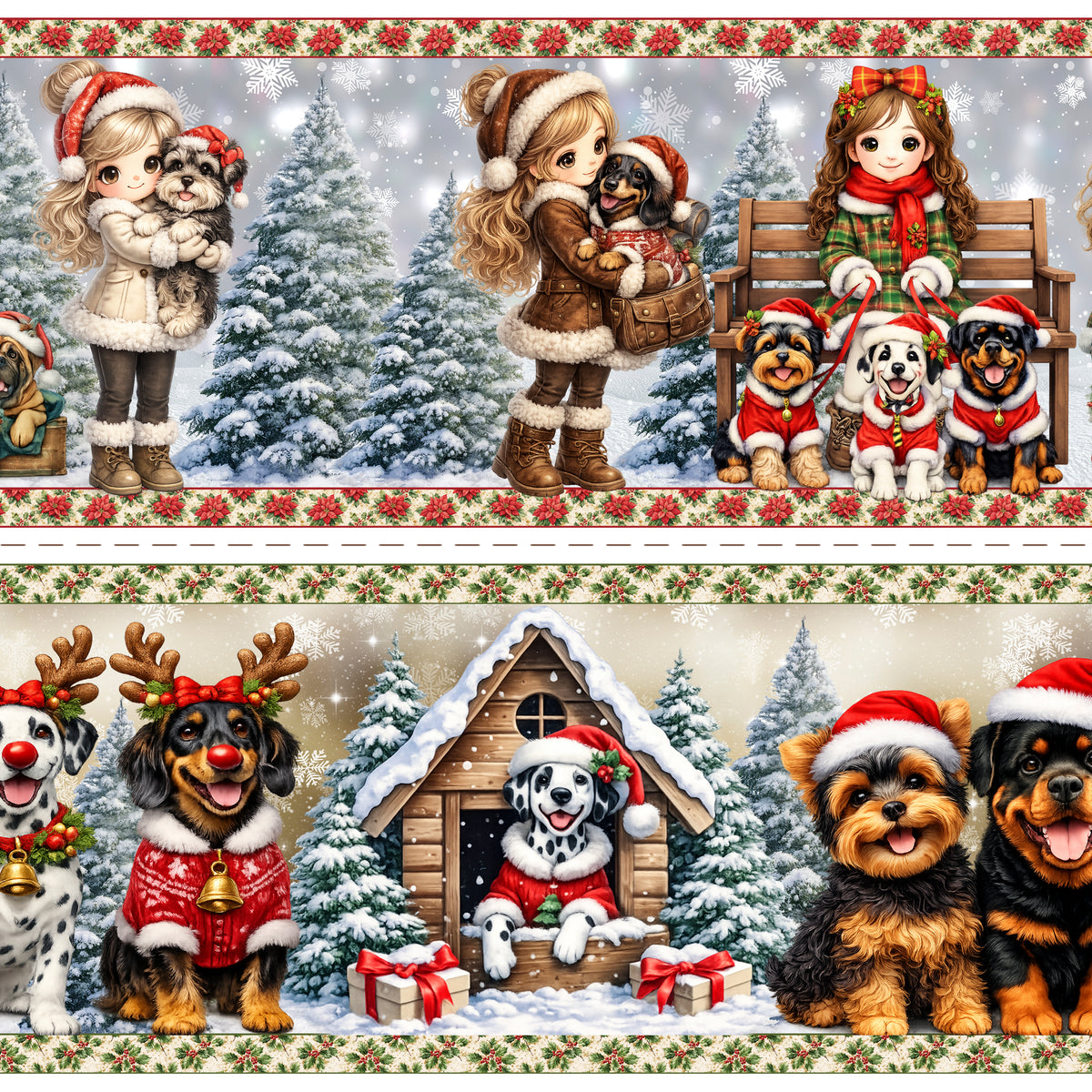 Tricoline estampa Natal Patinhas na Neve 100% algodao — imagem 3