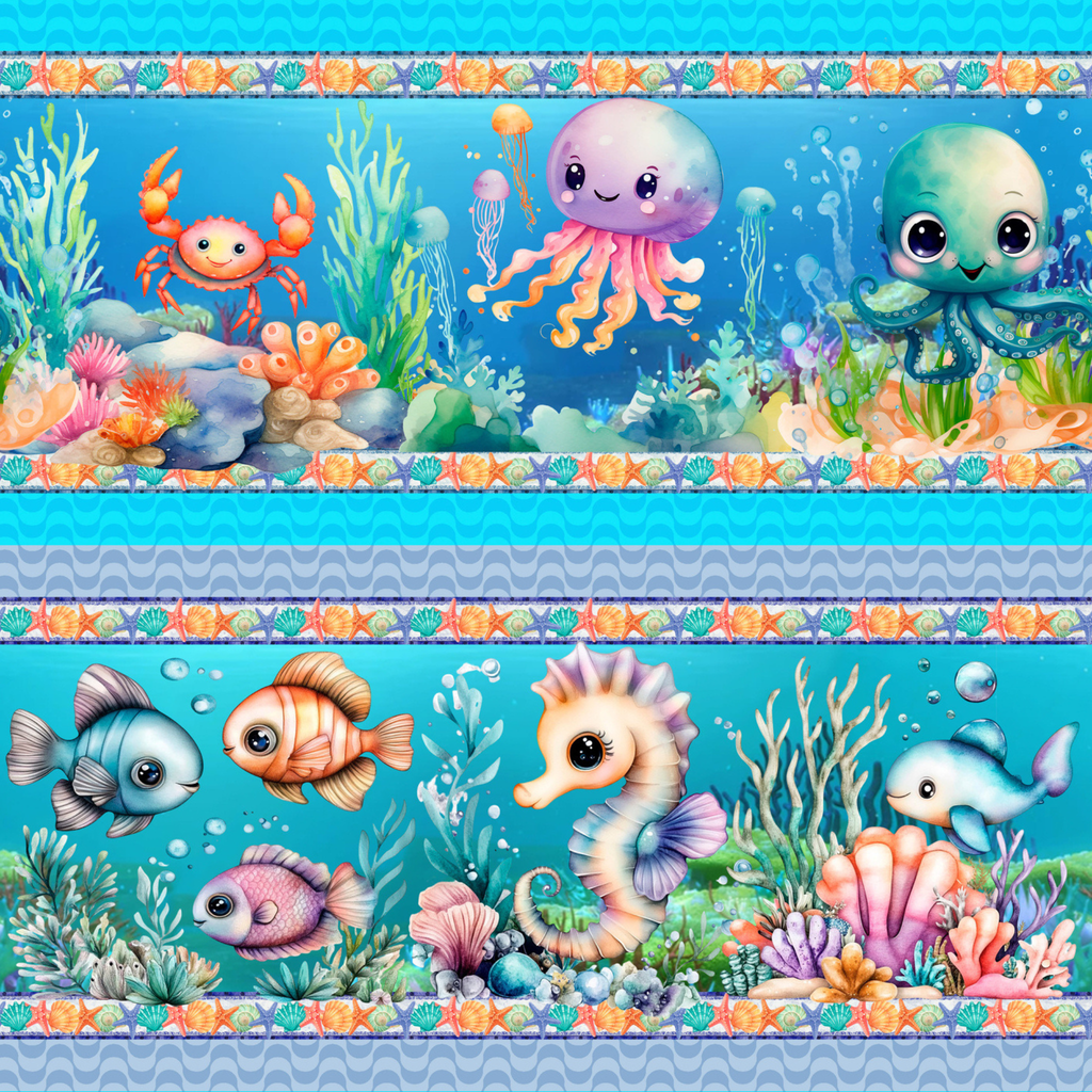 Tricoline estampa Fundo do Mar Encantado 100% algodão — imagem 3