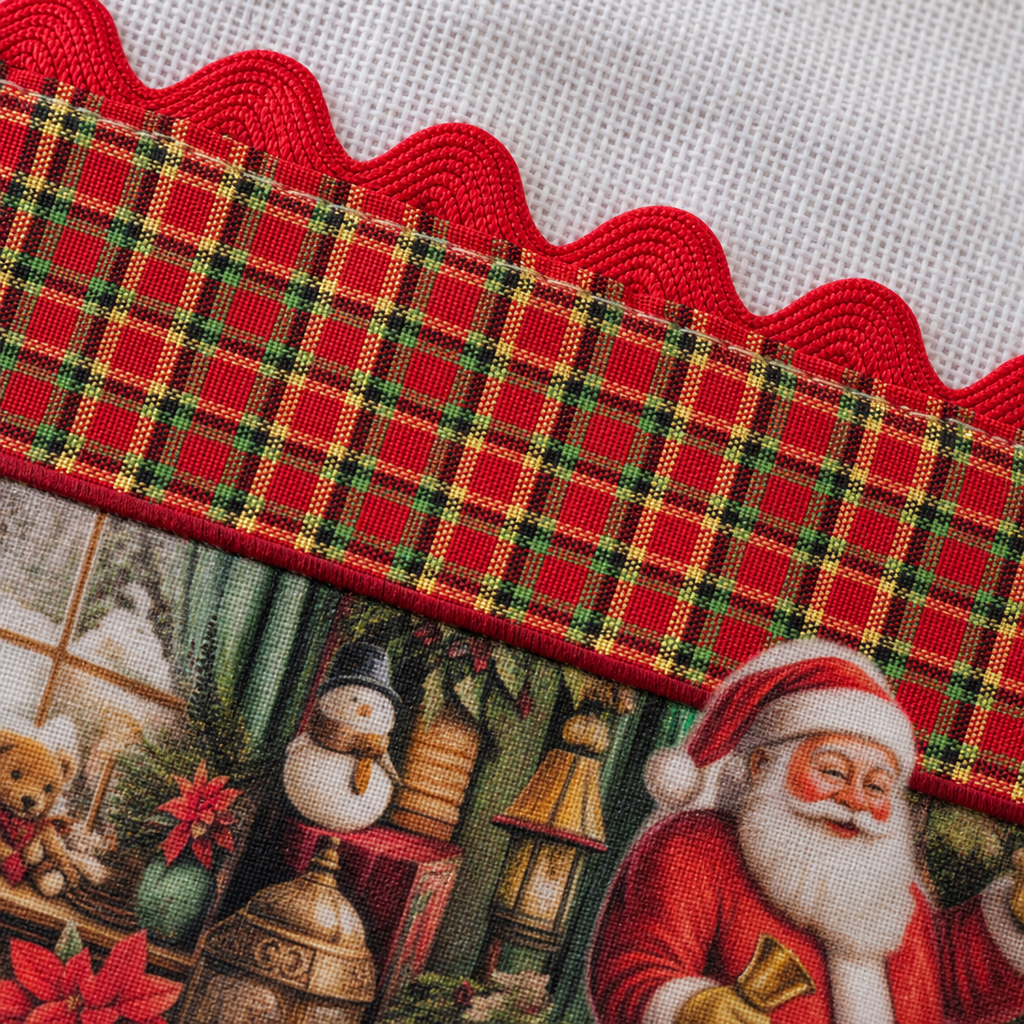 Kit pano de prato Natal Clássico Noel 5 panos sacaria 100% algodão barrado xadrez — imagem 3