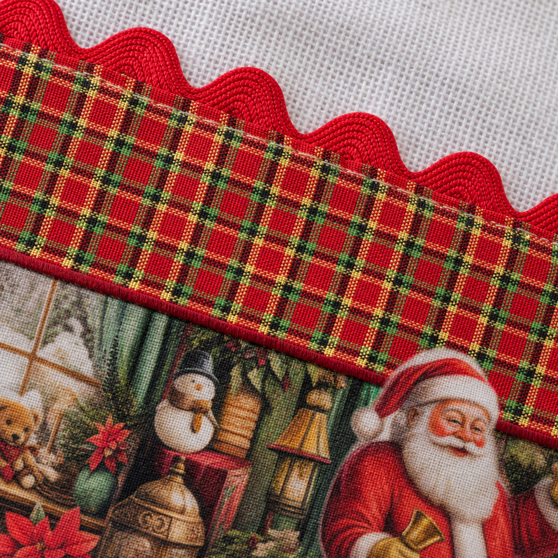 Kit pano de prato Natal Clássico Noel 5 panos sacaria 100% algodão barrado xadrez — imagem 3
