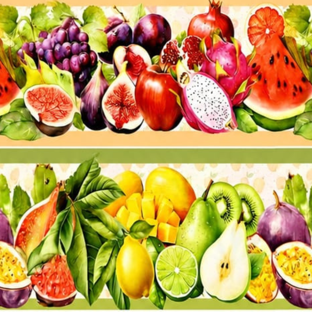 Tricoline barrado frutas tropicais coloridas 100% algodão — imagem 3