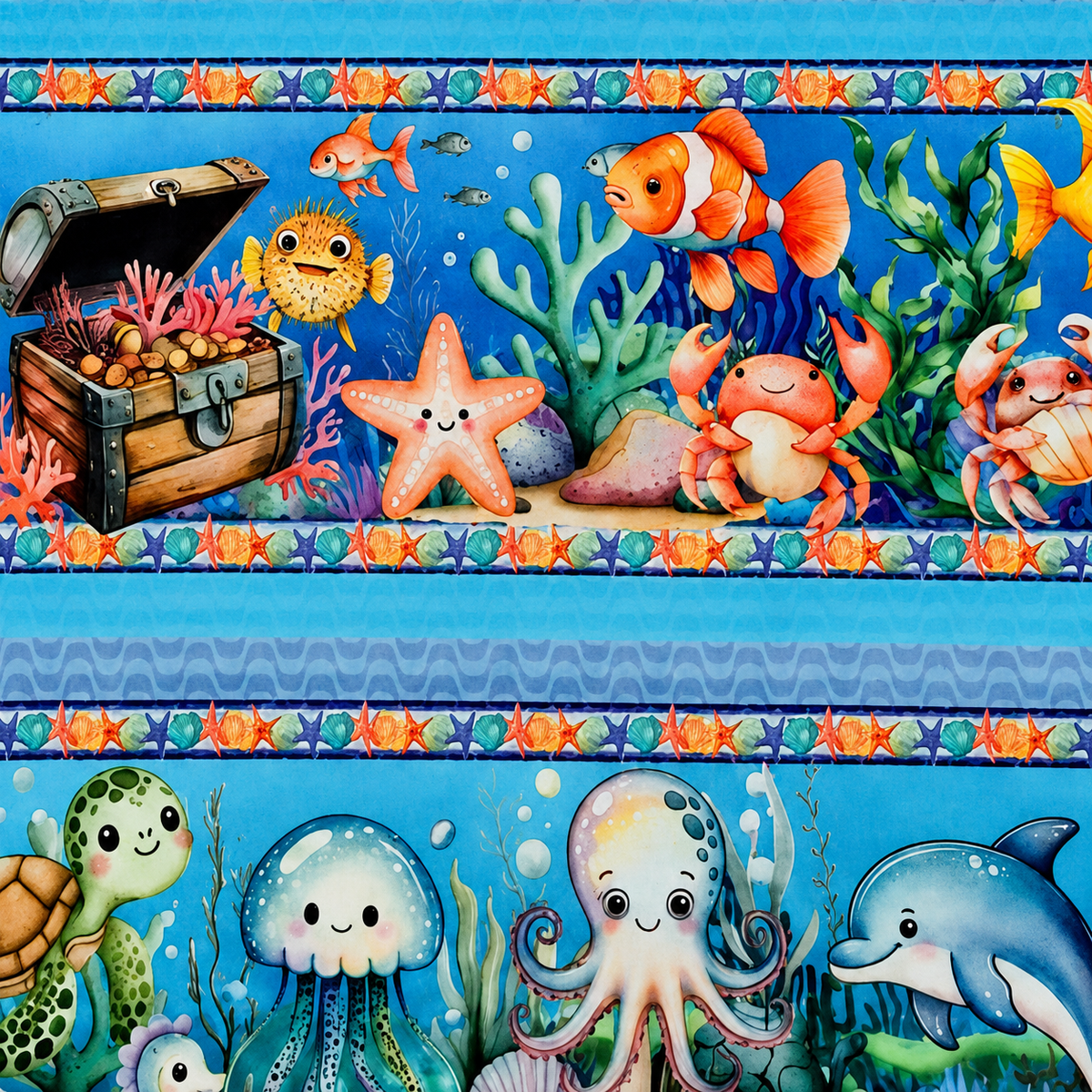 Tricoline estampa Fundo do Mar Encantado 100% algodão — imagem 4