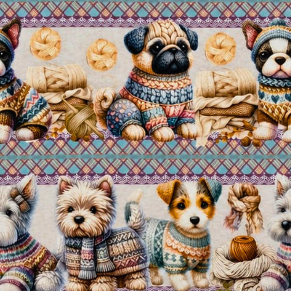 Tricoline barrado cachorrinhos fofinhos 100% algodão — imagem 4