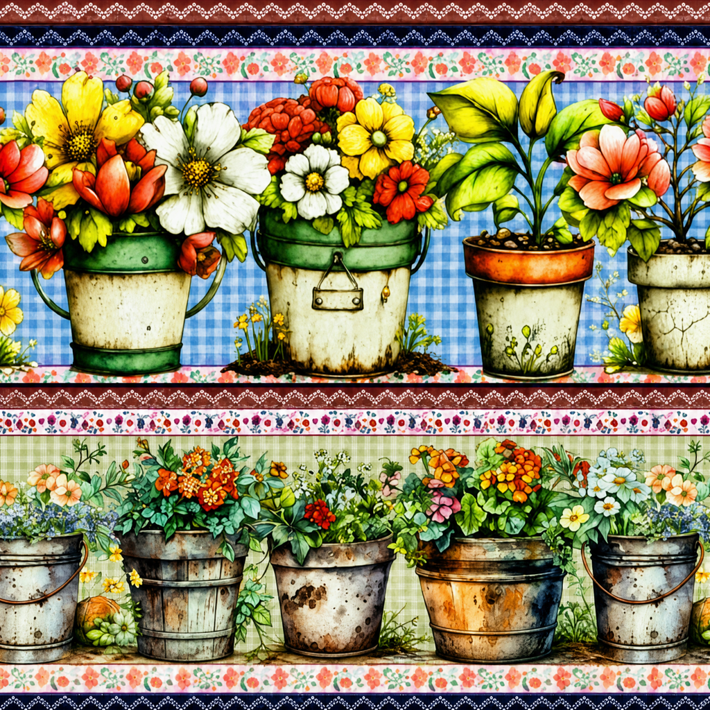 Tricoline estampa Vasos Florais 100% algodão — imagem 4