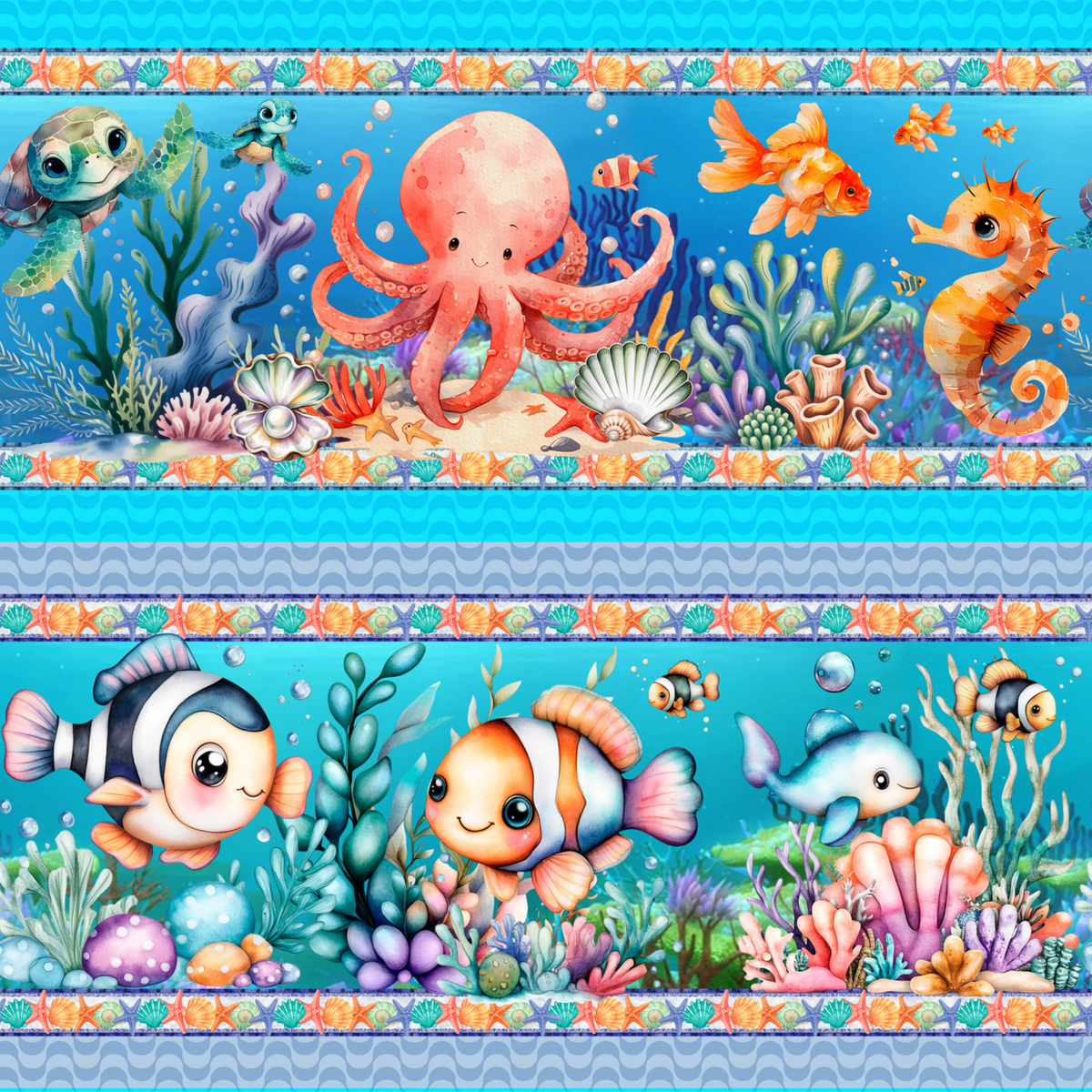 Tricoline estampa Fundo do Mar Encantado 100% algodão — imagem 4