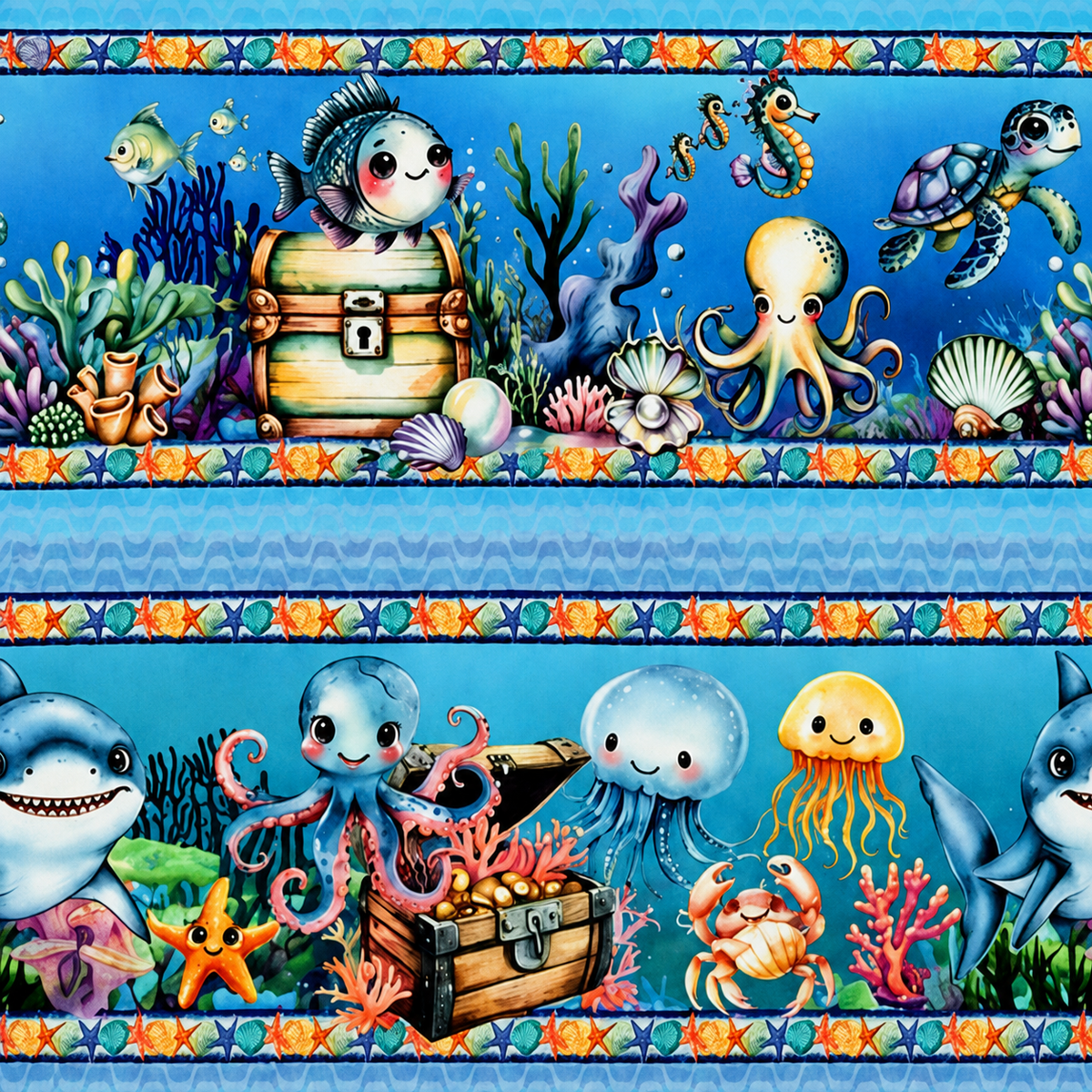 Tricoline estampa Fundo do Mar Encantado 100% algodão — imagem 5