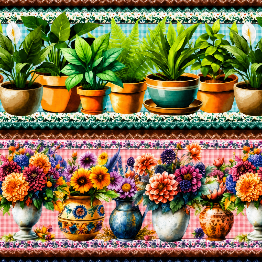 Tricoline estampa Vasos Florais 100% algodão — imagem 5