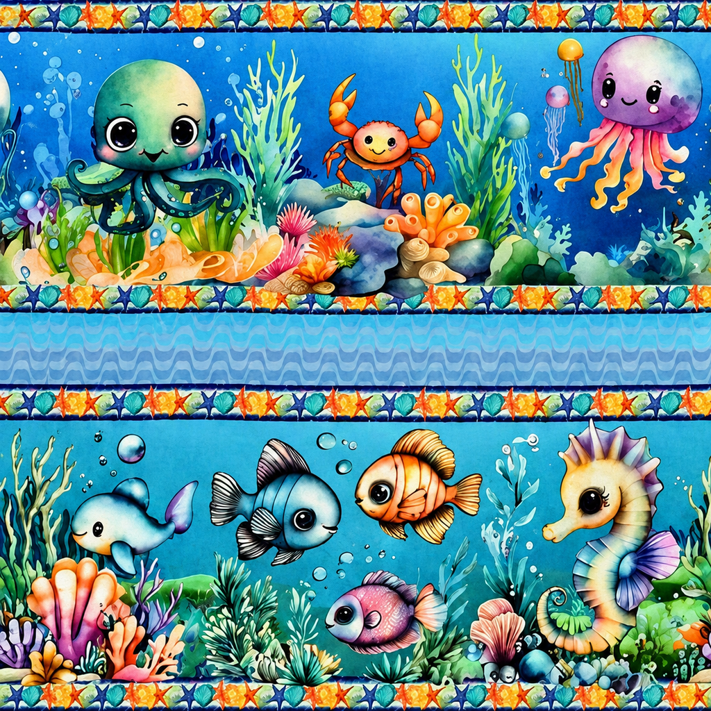 Tricoline estampa Fundo do Mar Encantado 100% algodão — imagem 6