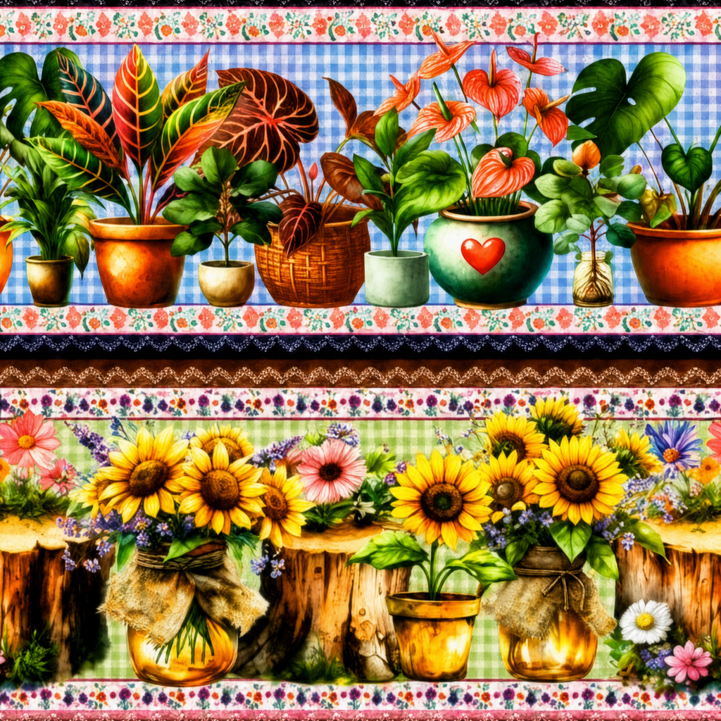 Tricoline estampa Vasos Florais 100% algodão — imagem 6