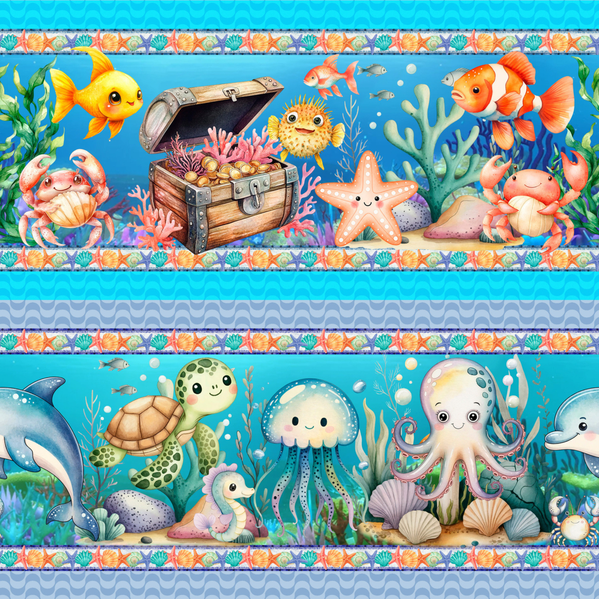 Tricoline estampa Fundo do Mar Encantado 100% algodão — imagem 6
