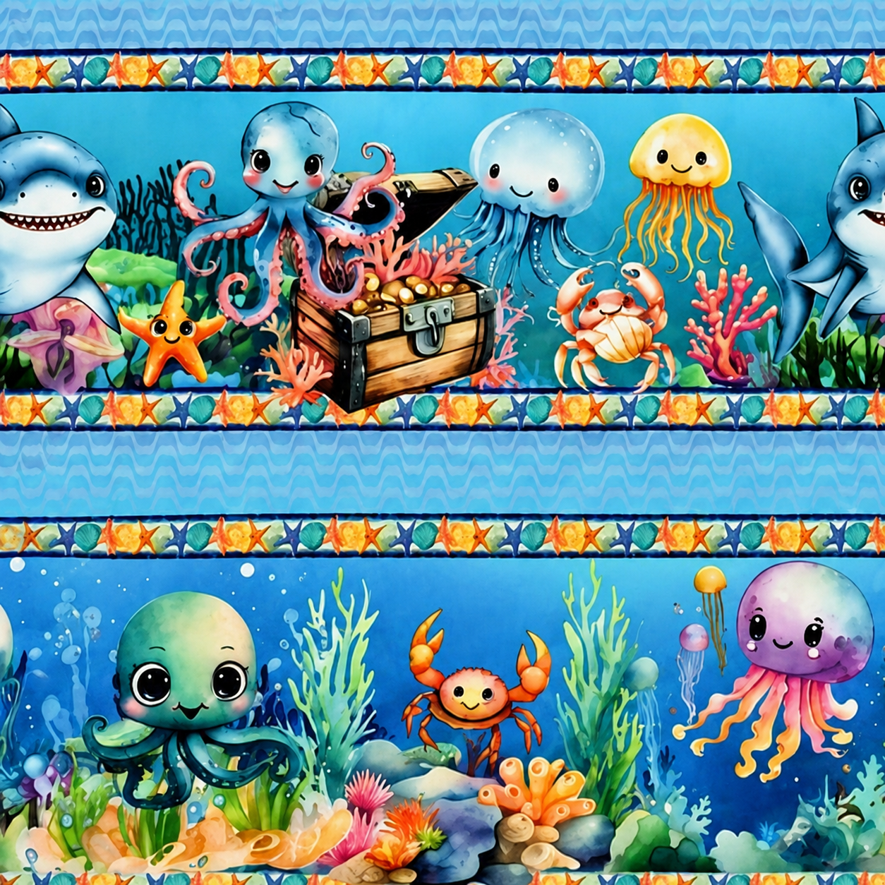 Tricoline estampa Fundo do Mar Encantado 100% algodão — imagem 7