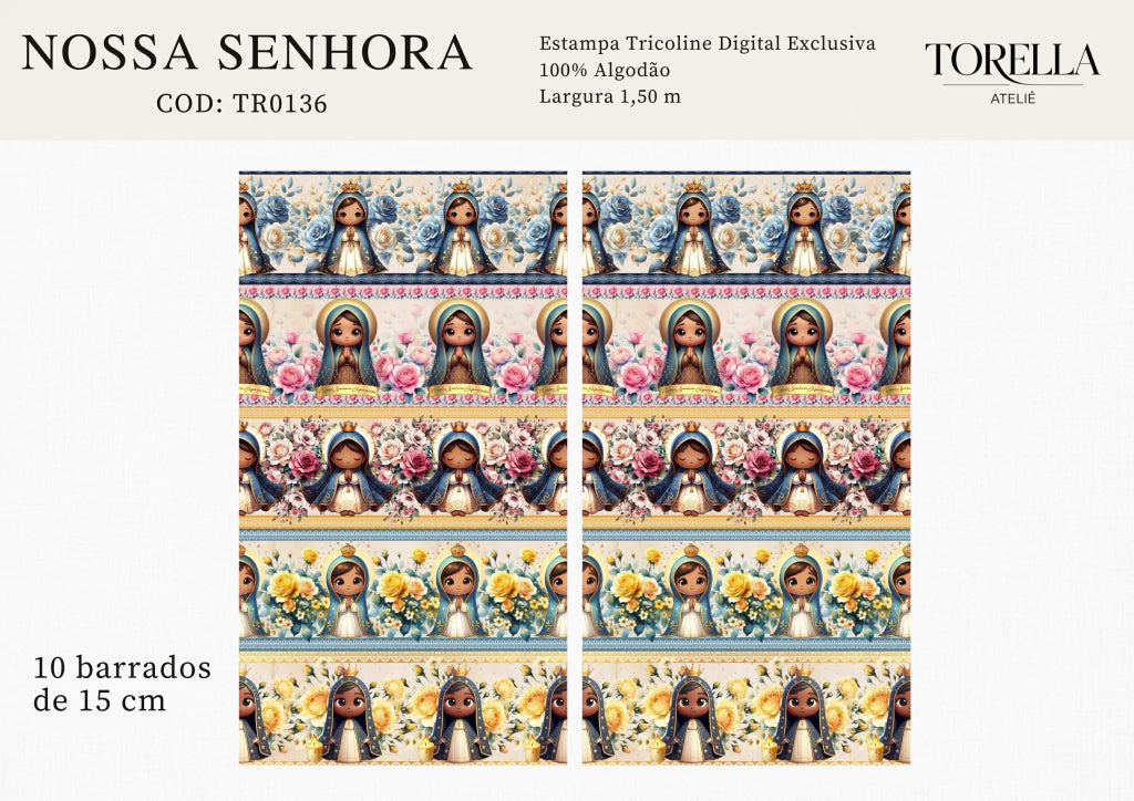 Tricoline estampa Nossa Senhora 100% algodão — imagem 4