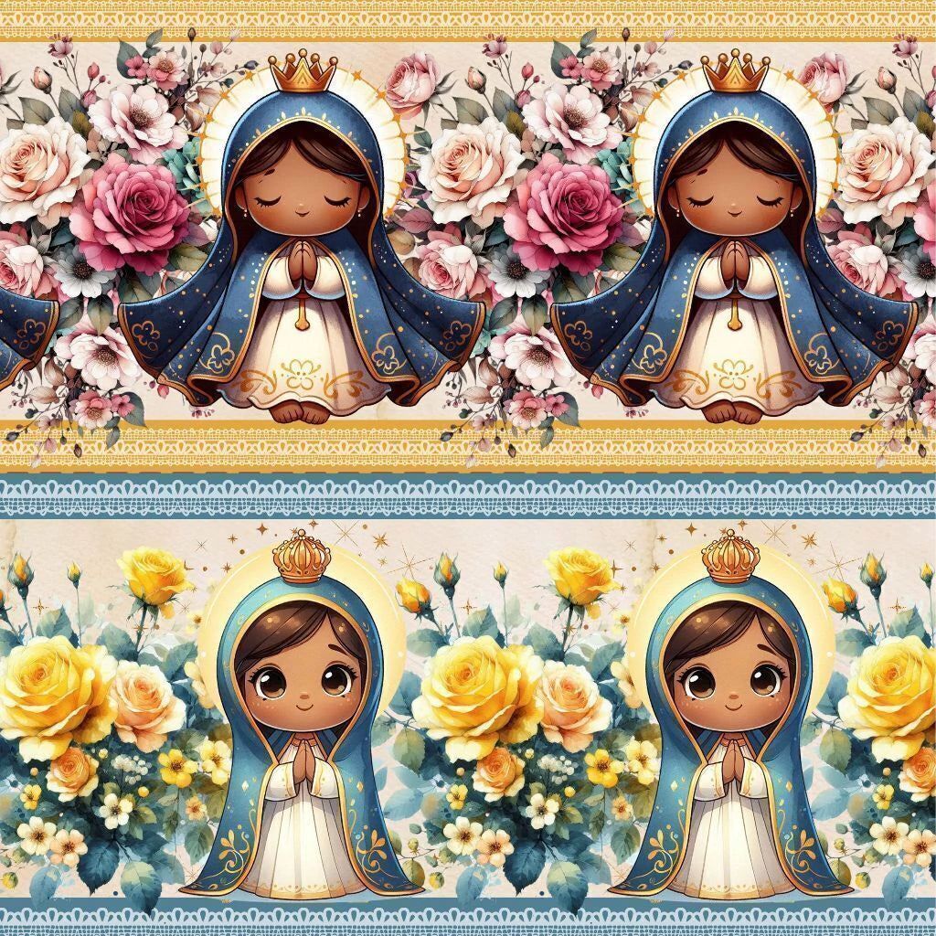 Tricoline estampa Nossa Senhora 100% algodão